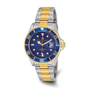 Charles Hubert Mens Two-Tone Stainless Steel Blue Dial Watch